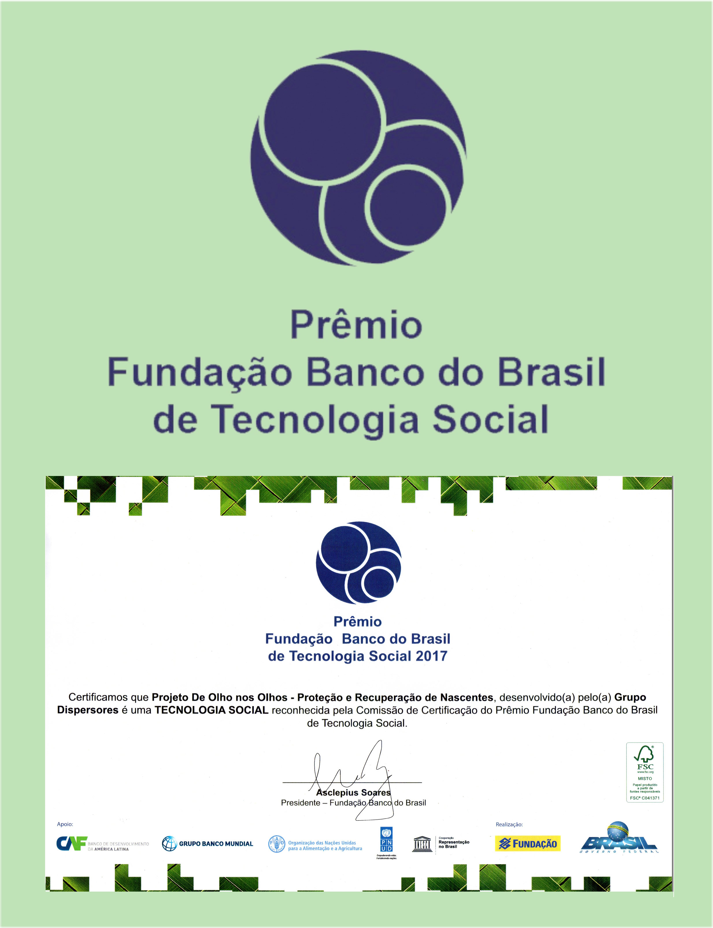 Banco do Brasil Social Technology Foundation Award
